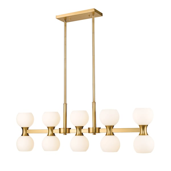 Z-Lite Artemis Linear Chandelier, 10-Light, 5 In.W x 40 In.L x 12.75 In.H, Modern Gold/Matte Opal 494-10L-MGLD - main
